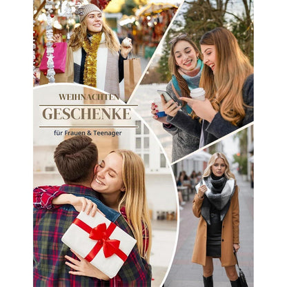 Winter Dreieckstuch Damen Tartan Schwarz-Weiß Schal Wrap