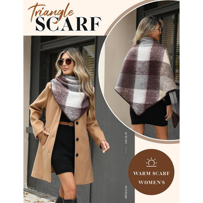 Damen Dreiecksschal Winter Tartan Warm Weich Stola Decke