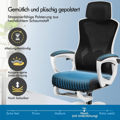 Ergonomischer Schreibtischstuhl mit Lendenstütze, Schwarz Weiß