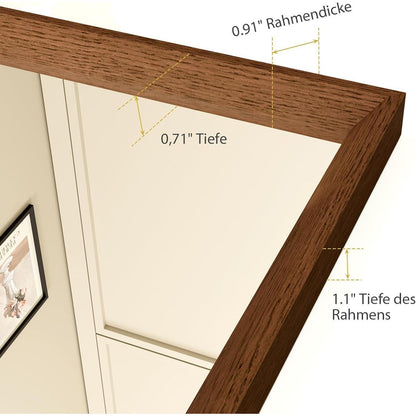 Badezimmerspiegel 50x70cm Braun Holzoptik | Sicherheitsglas & Montagezubehör