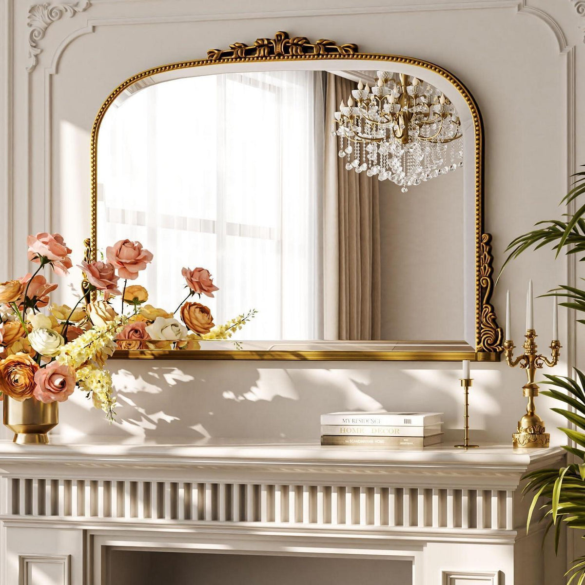 Vintage Wandspiegel 90x67cm, Barock Gold/Kupfer