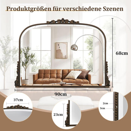 Vintage Wandspiegel 90x67cm, Barock Gold/Kupfer Rahmen