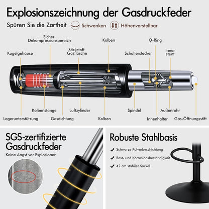 Barhocker Set 2x Höhenverstellbar Grau – Komfortable Küchenhocker