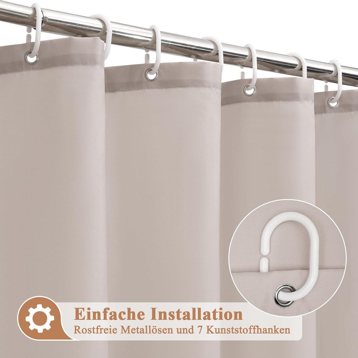 Duschvorhang Sandfarben 100x200 cm – Wasserdicht & Schnelltrocknend