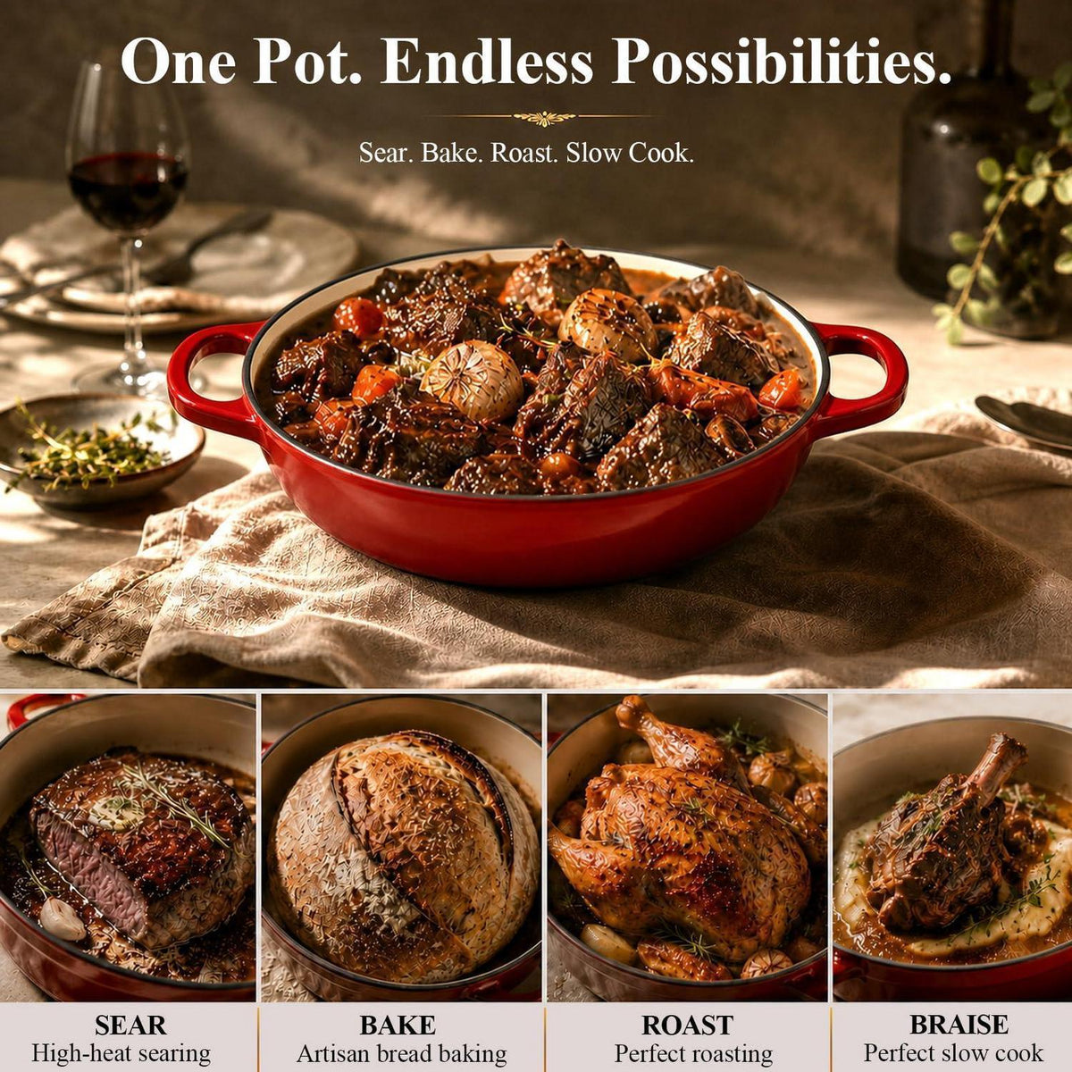 Gusseisen Dutch Oven 5,7L - Perfekt zum Sauerteig Brot Backen