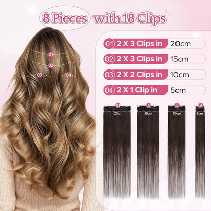 Remy Clip-in Echthaarverlängerung Dunkelbraun 35cm (60g)