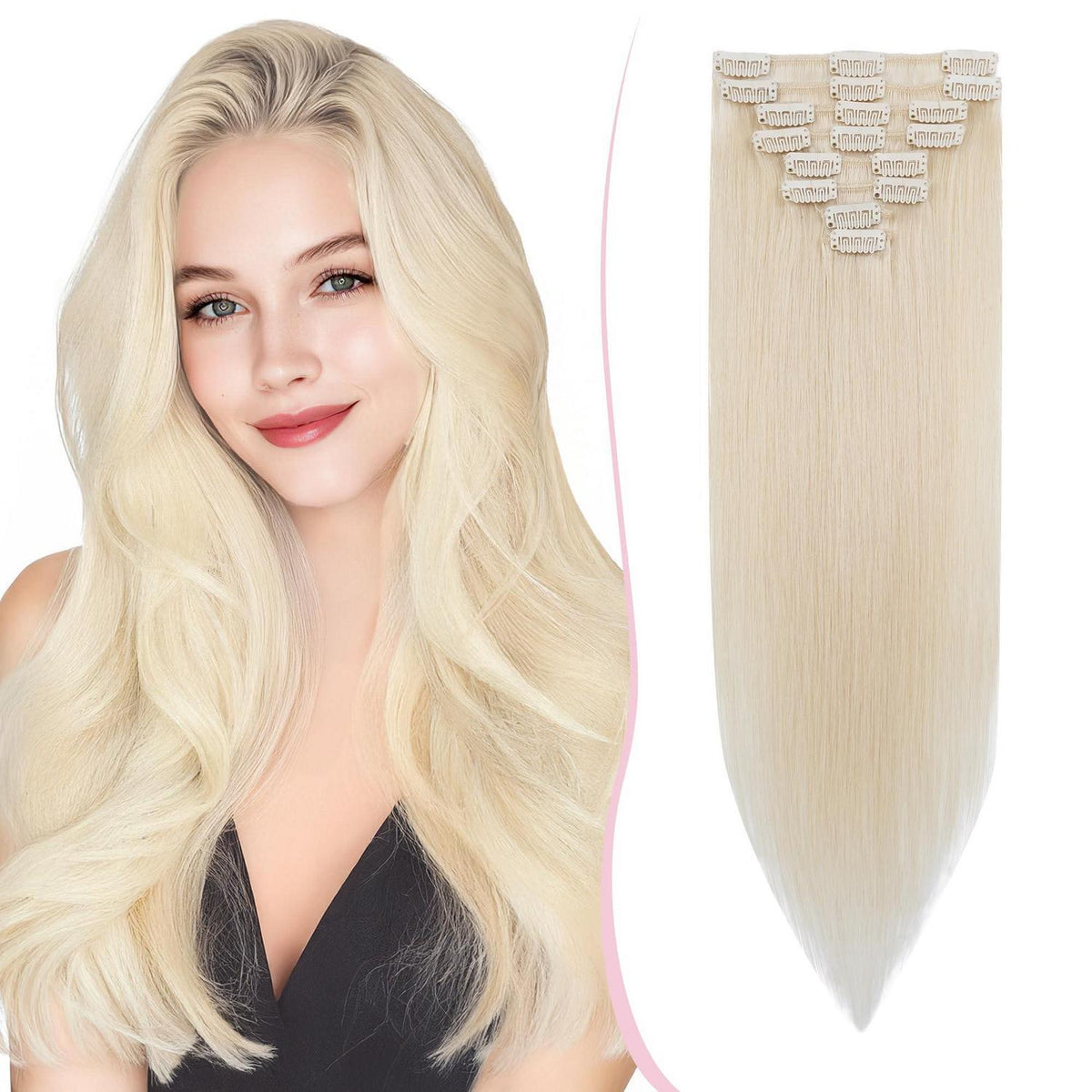 Remy Clip-in Echthaarverlängerung 40cm, 70# Blond Weiß