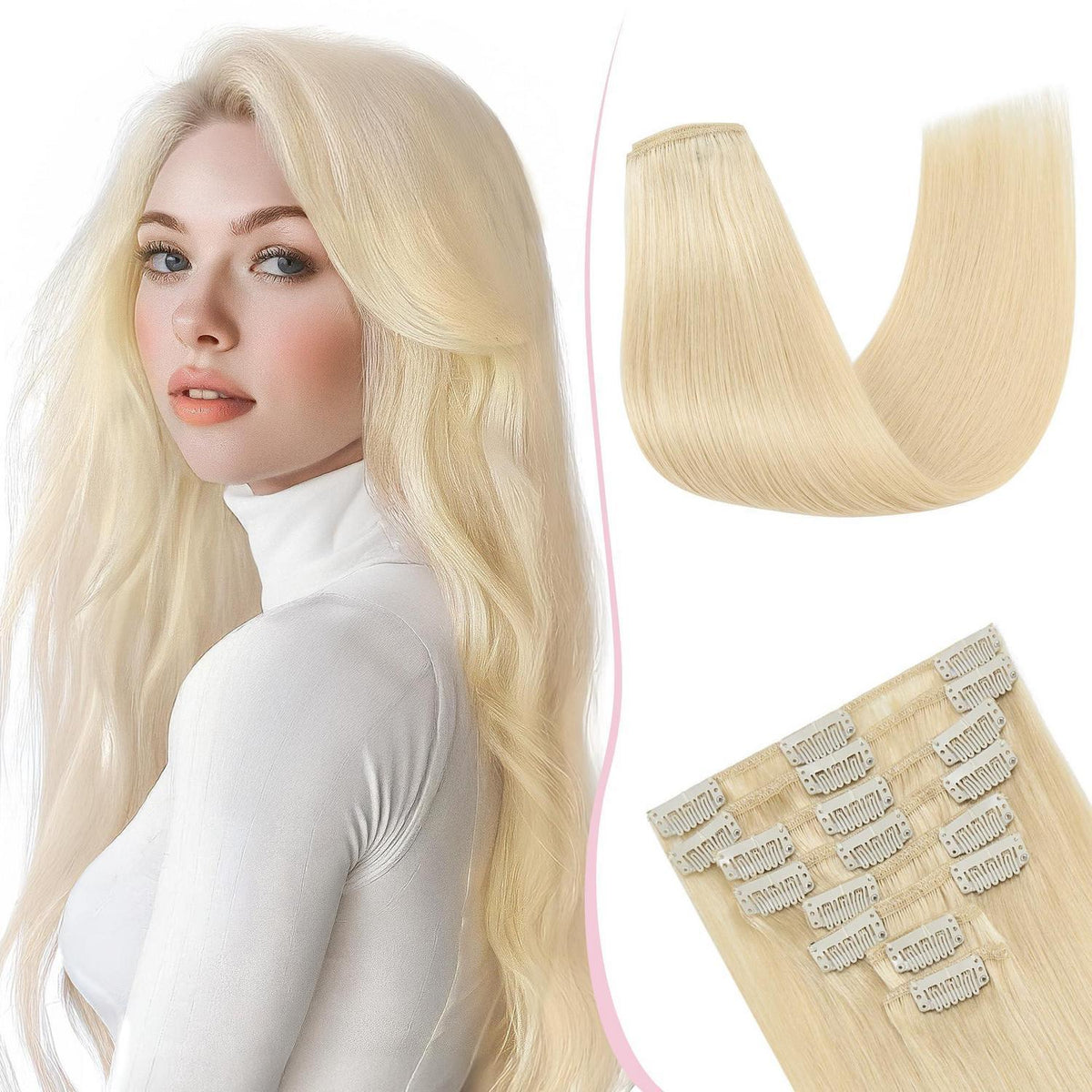 Remy Clip-in Echthaarverlängerung 40cm Hellblond (613#)