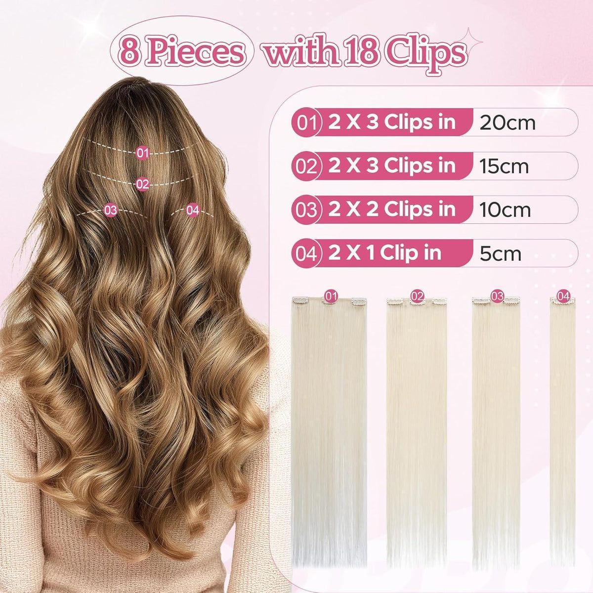 Remy Clip-in Echthaarverlängerung 35cm, 70# Blond Weiß
