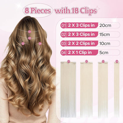 Remy Clip-in Echthaarverlängerung 35cm, 70# Blond Weiß