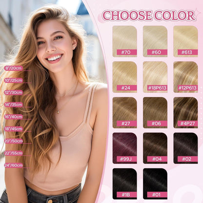 Remy Clip-in Echthaarverlängerung 35cm, 70# Blond Weiß