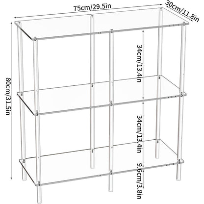 Acryl Konsolentisch Regal – Transparent, 75x30x80 cm