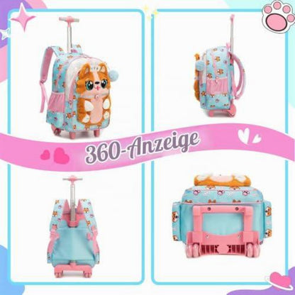 Schulranzen mit Rollen für Mädchen – 3-teiliges Set