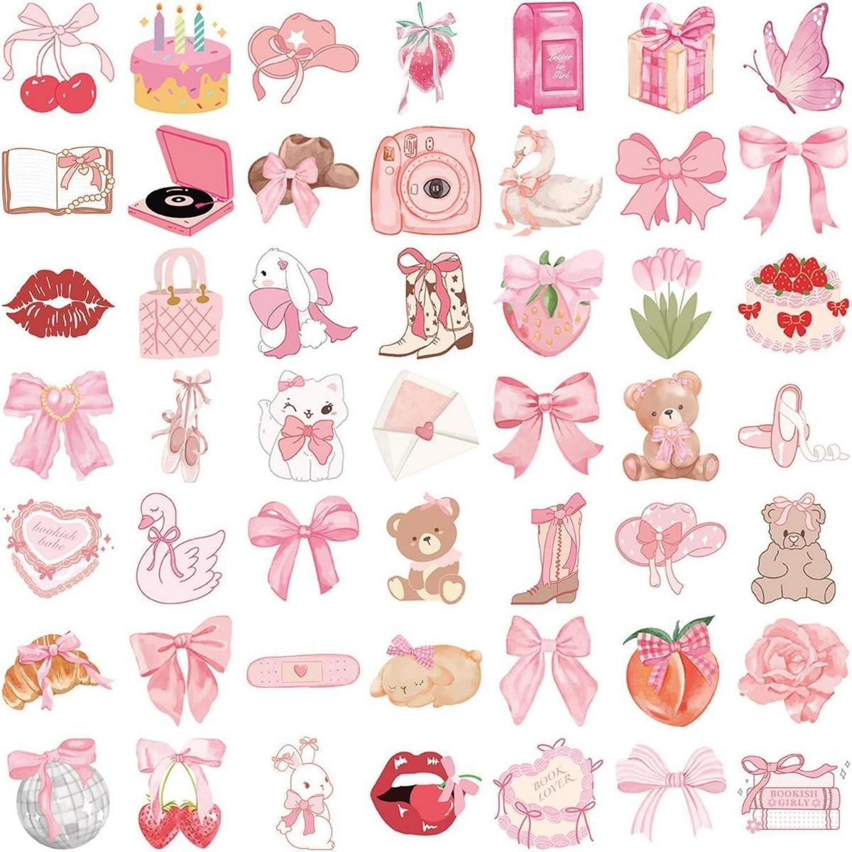 100 Coquette Aufkleber Pack – Ästhetische Sticker für Laptop & Flasche