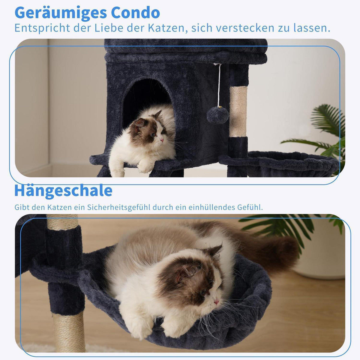 Kratzbaum Katzenbaum 75cm mit Höhle & Hängematte