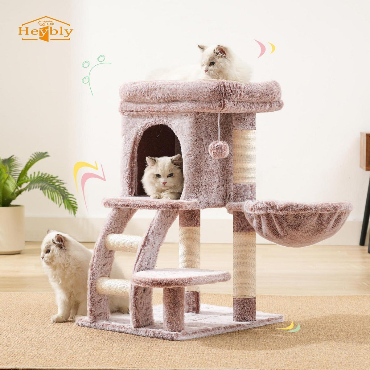 Kratzbaum Katze 75cm mit Höhle, Hängematte & Kletterleiter