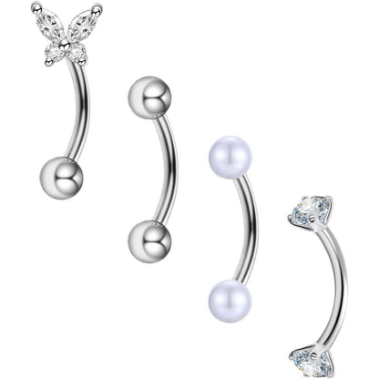 Curved Barbell Piercing Augenbrauen Lippe Helix Rook Daith 8mm Chirurgenstahl 1,2mm 4 Stück