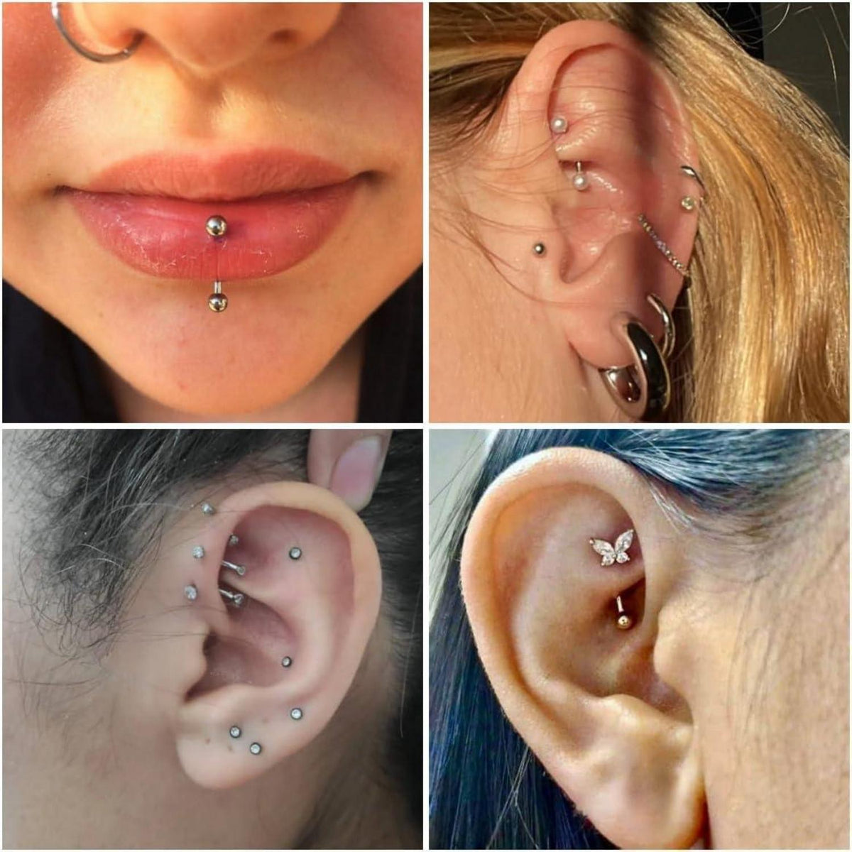 Curved Barbell Piercing Augenbrauen Lippe Helix Rook Daith 8mm Chirurgenstahl 1,2mm 4 Stück