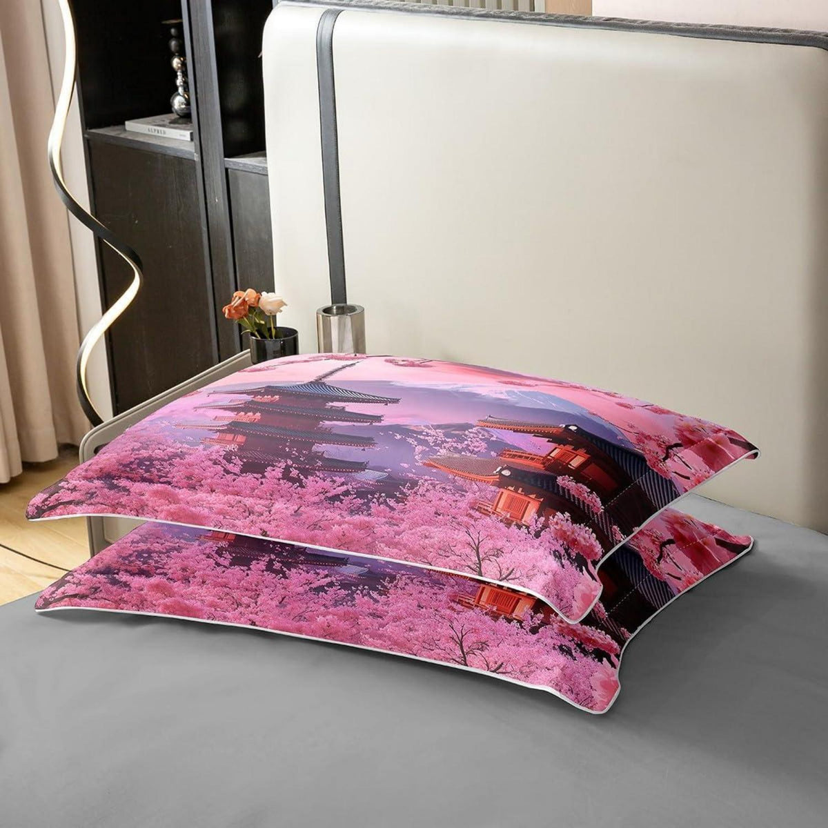 100% Baumwoll Bettbezug Set Japanischer Stil Kirschblüten Rosa