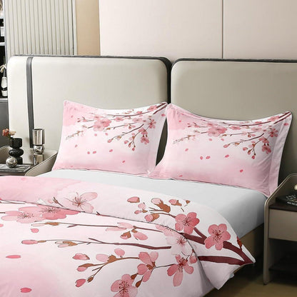 100% Baumwoll Bettbezug Japanische Blumen Kinder Bettwäsche Set Rosa