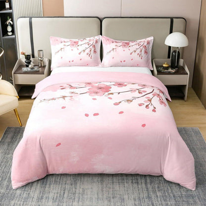 100% Baumwoll Bettwäsche Set Japanische Blumen Rosa 220x240