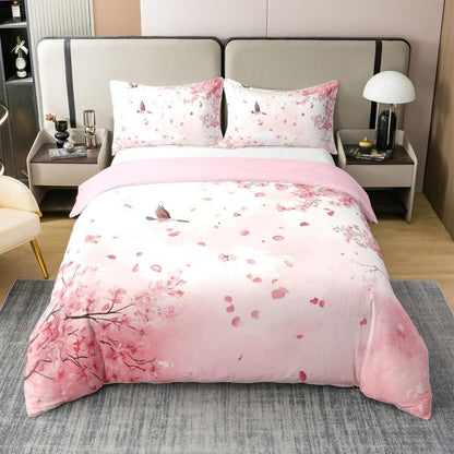100% Baumwoll Bettbezug Set Kirschblüten Japanisch Rosa