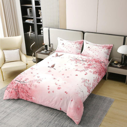 100% Baumwoll Bettbezug Set Kirschblüten Japanisch Rosa