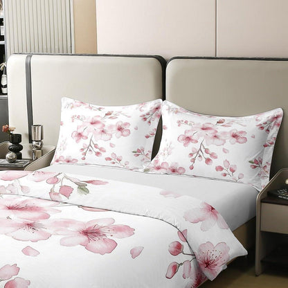 100% Baumwoll Bettbezug Set Sakura Kirschblüte Rosa Weiß
