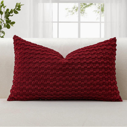 Cord Kissenbezug 40x60cm Burgund - 3D Bubble Boho Deko