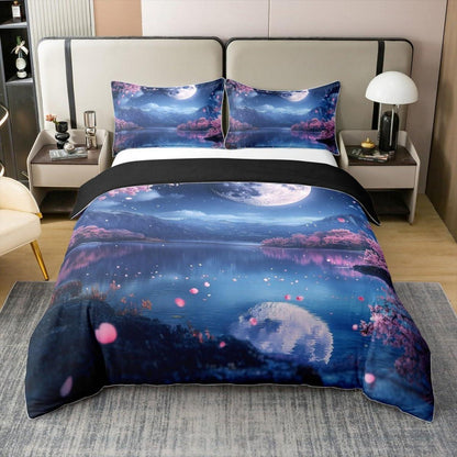 100% Baumwoll Bettbezug Set Japanischer Stil Rosa/Blau
