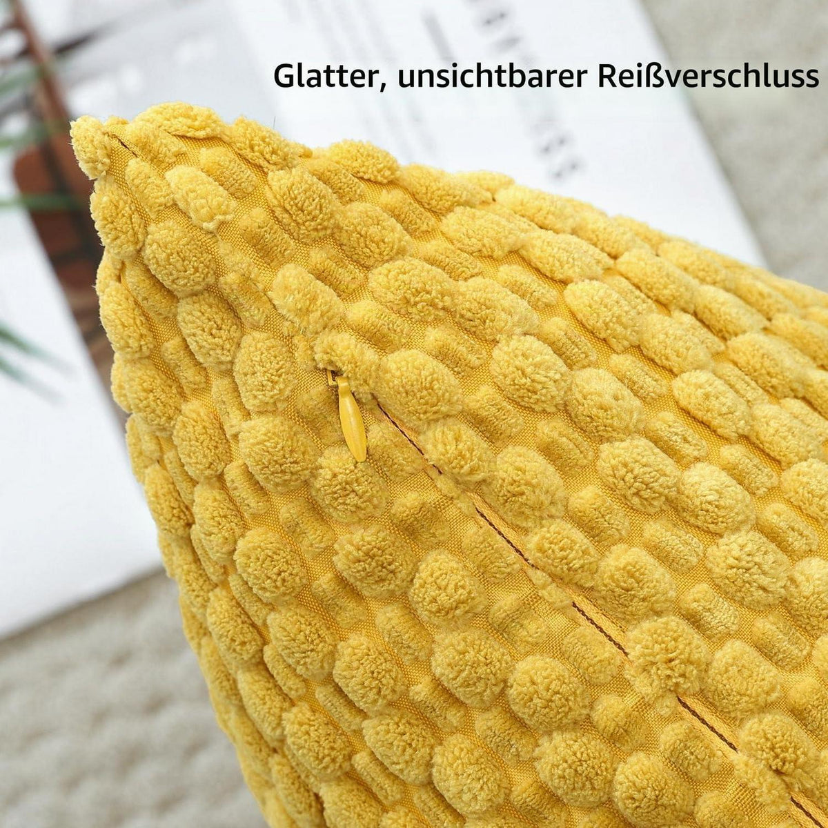 Cord Kissenbezug 40x60cm Senfgelb - Boho Deko Kissenhülle