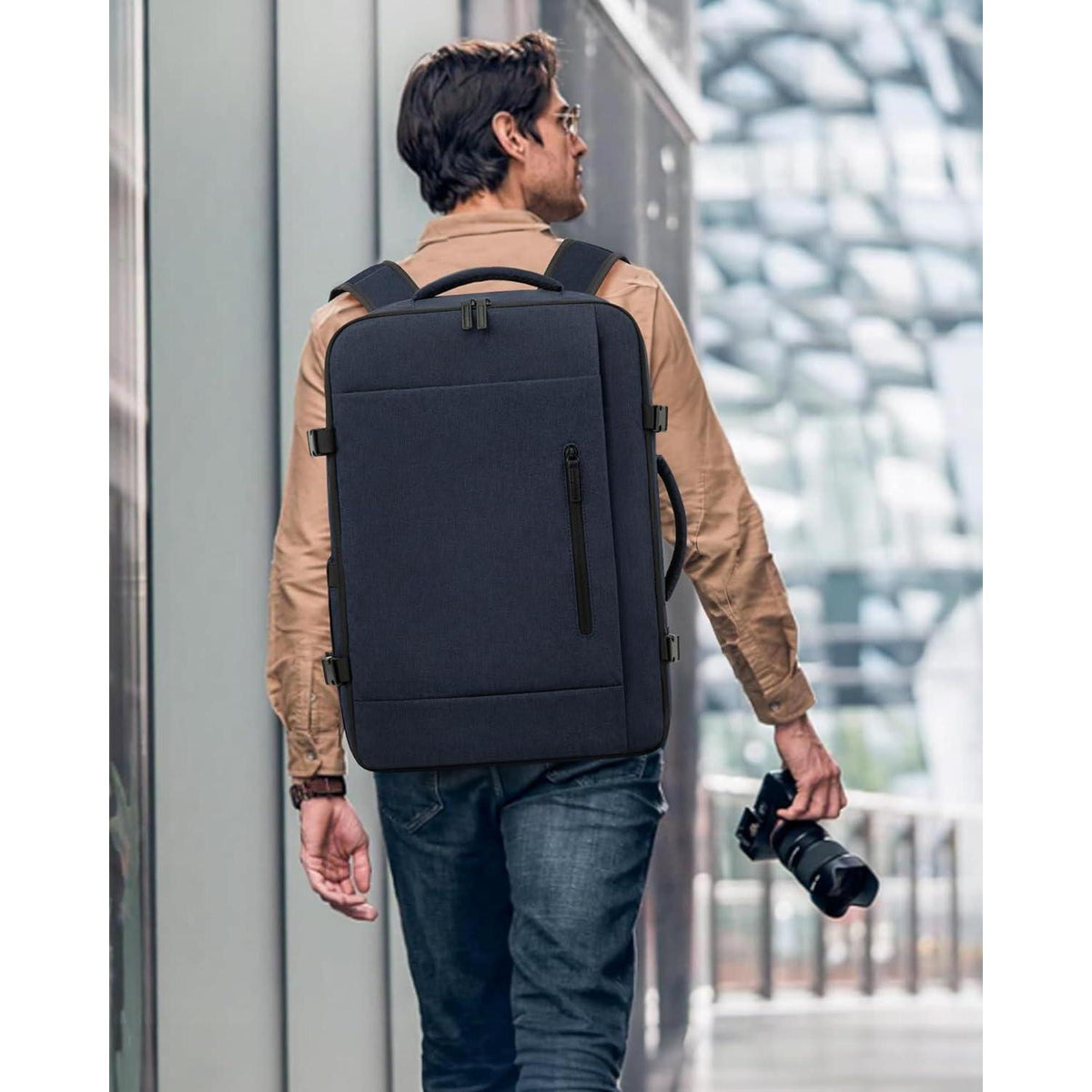 45L Handgepäck Rucksack für Flugreisen, 18 Zoll Laptop, Dunkelblau