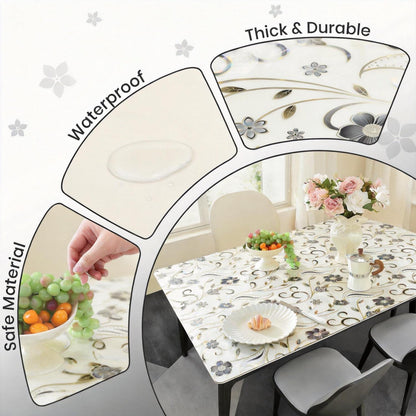 Tischfolie Transparent Blumenmuster 90x180 cm – Rutschfest & Kratzfest