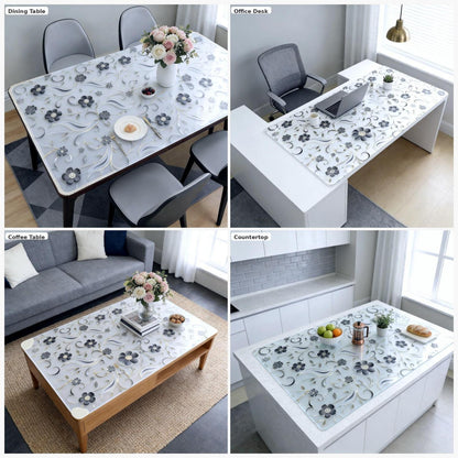 Tischfolie Transparent Blumenmuster 100x180 cm – Rutschfest & Kratzfest