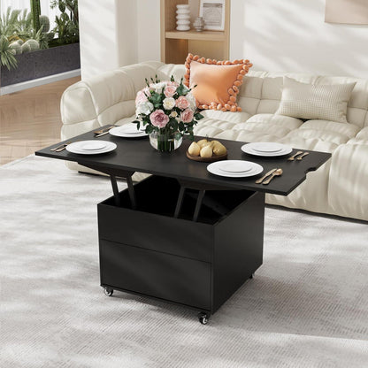 Höhenverstellbarer Couchtisch 120x60cm – Schwarz & Multifunktional