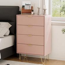 Rosa Kommode mit 4 Schubladen & Goldbeinen – Boho Beistellschrank