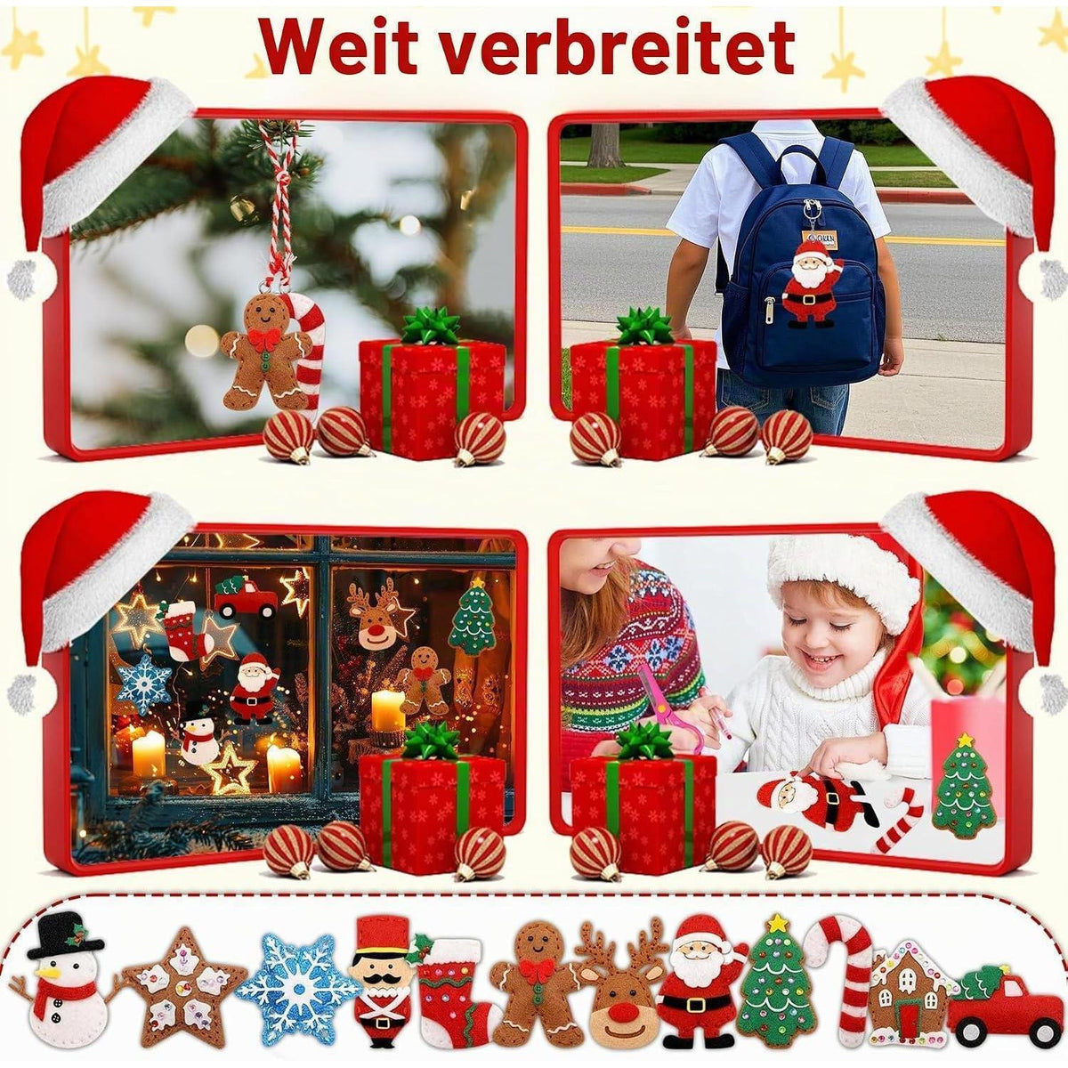 Nähset Weihnachten für Kinder – 12teilig mit Zubehör