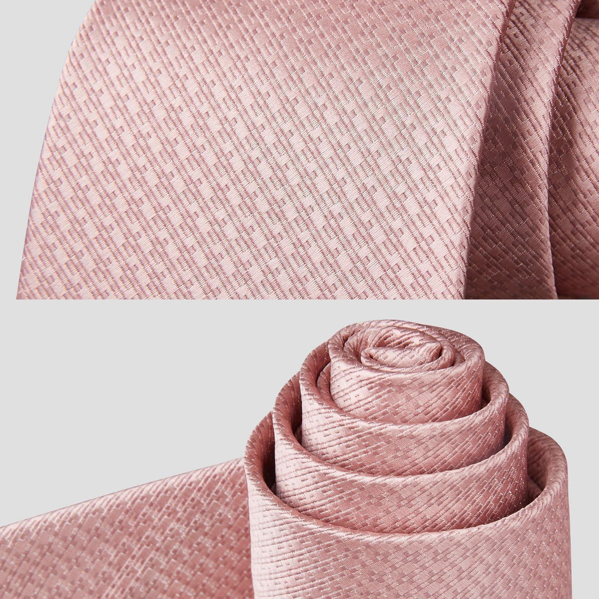 Krawatten-Set Herren Unifarben mit Einstecktuch Rosa