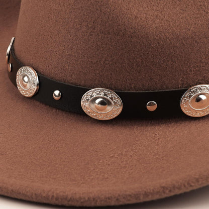 Damen Fedora Hut mit breiter Krempe & Gürtelschnalle
