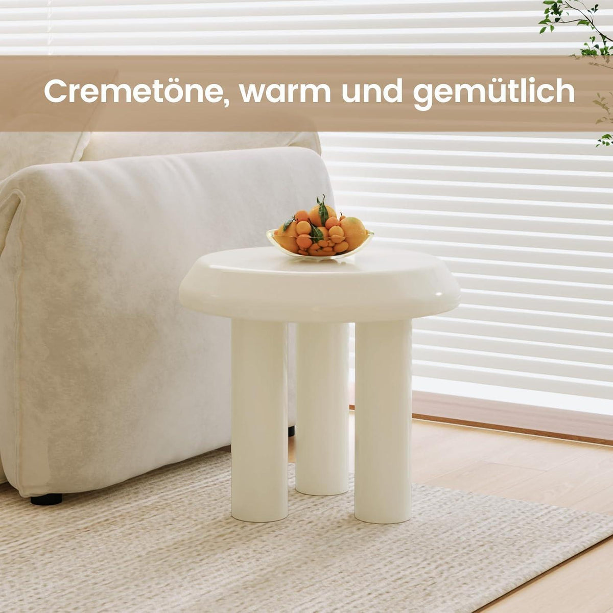 Moderner Beistelltisch rund – Weißer Couchtisch mit 3 Beinen
