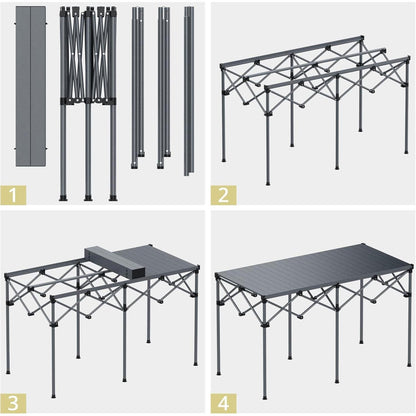 Rolltisch Campingtisch 122x60cm X-Frame 120kg Tragkraft mit Netzkorb