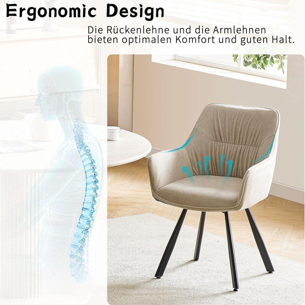 Drehbare Esszimmerstühle Set 4er – Ergonomisch & Komfortabel