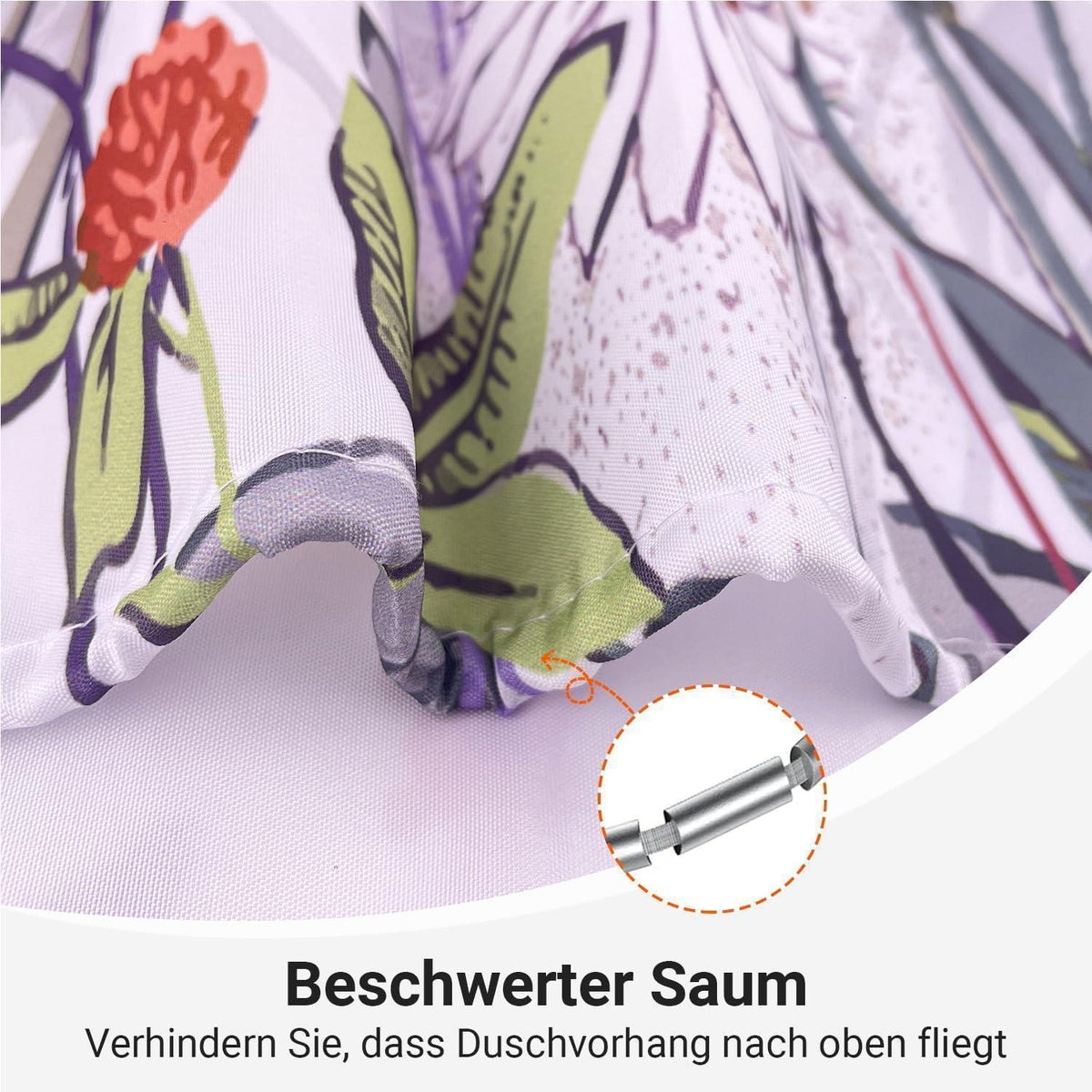 Duschvorhang Mischblumen 120x200cm | Wasserabweisend & Waschbar