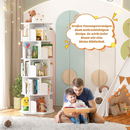 Drehbares Bücherregal 5-stöckig | Eckregal für kleine Räume