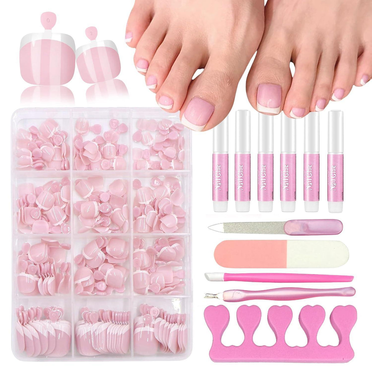240er Set Französische Falsche Fußnägel mit Zubehör