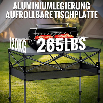 Klapptisch 100x50cm, 2 Höhen, Aluminium & Stahl, inkl. Tasche