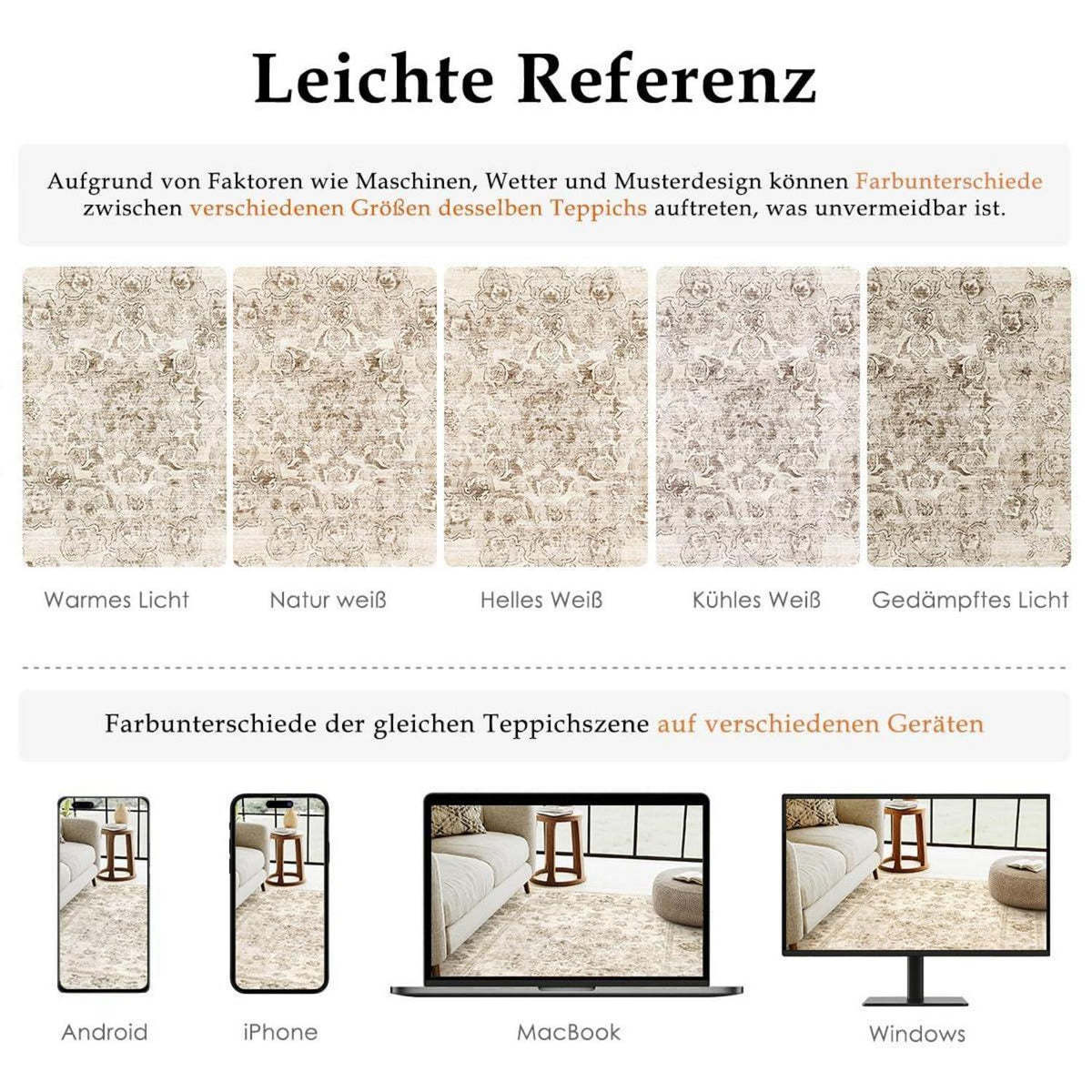 Vintage Teppich 300x400cm Beige – Waschbarer Wohnzimmerteppich