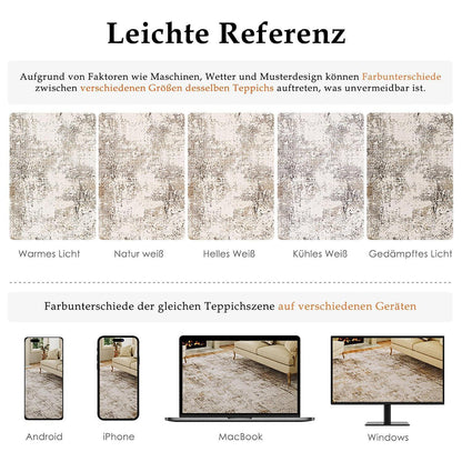 Brauner Grau Teppich 300x400cm – Waschbar & Rutschfest