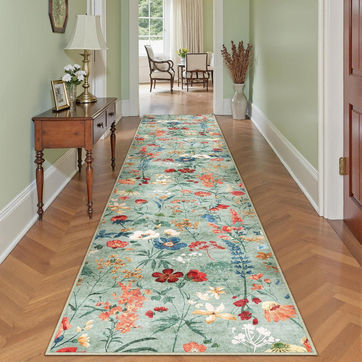Grüner Läufer 80x400cm – Waschbarer Teppichläufer für Flur & Co.