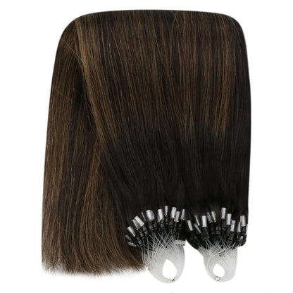 Echthaar Micro Ring Extensions Braun Balayage 55 cm